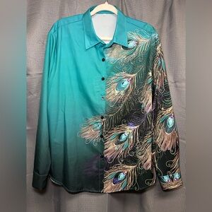 Peacock Feather Button Down Shirt